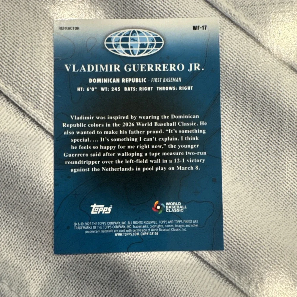 2026 Topps Finest Vladimir Guerrero Jr. World's Finest WF-17 Refractor Blue Jays